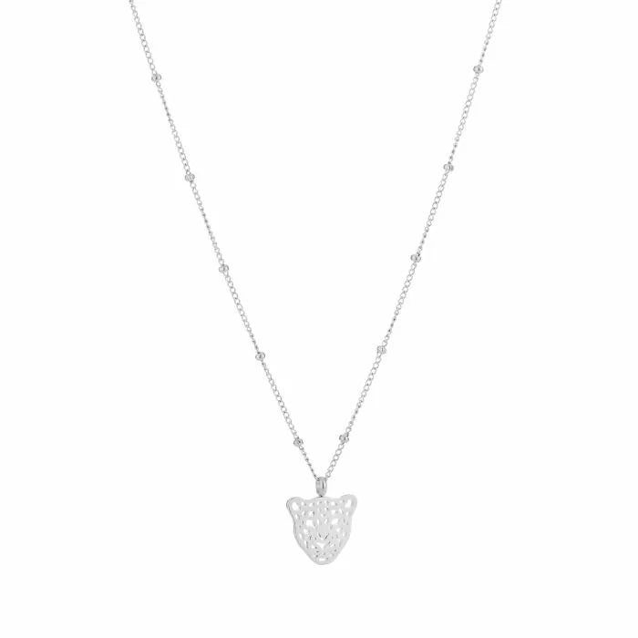 Ketting- pantertje zilverkleurig