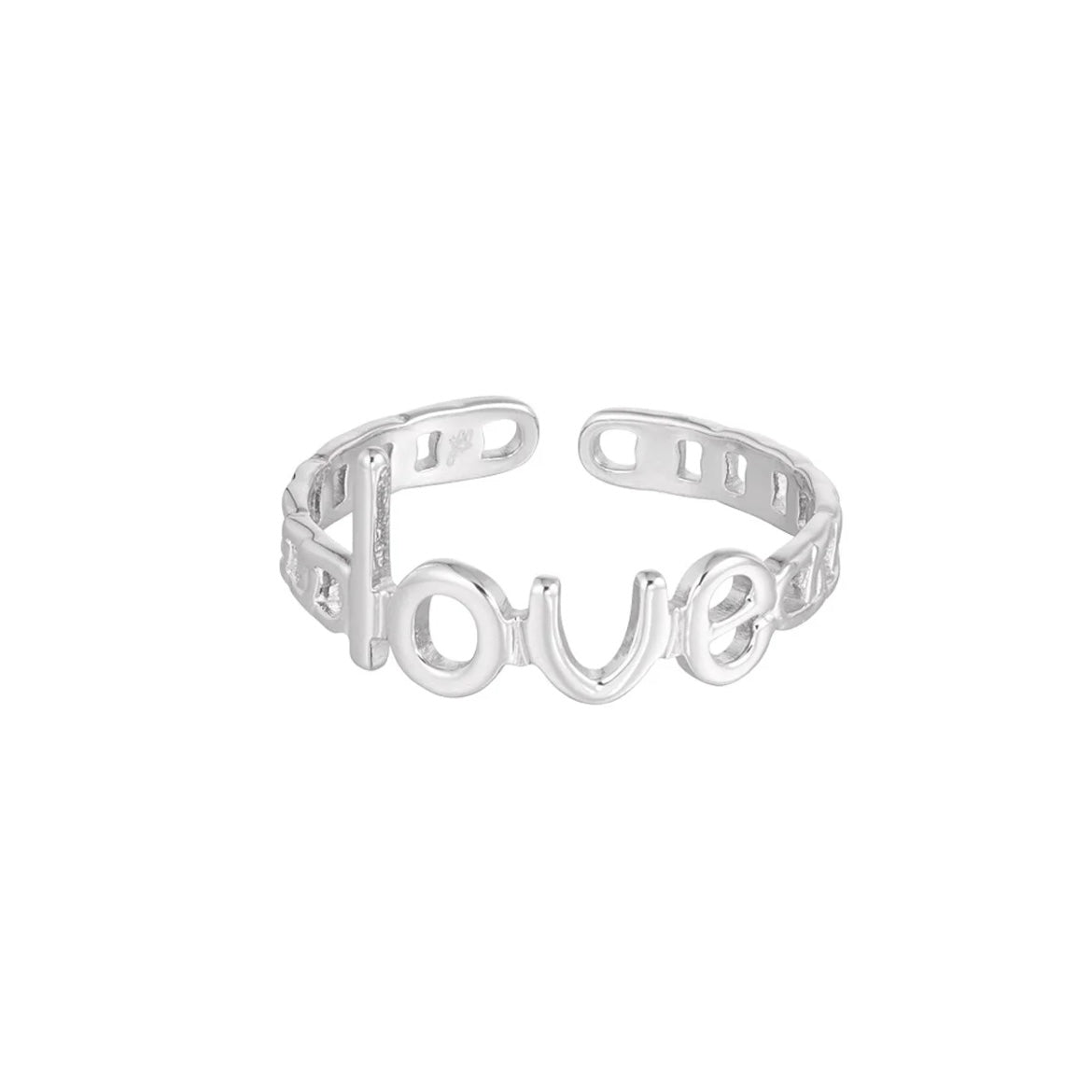ring- love zilverkleurig