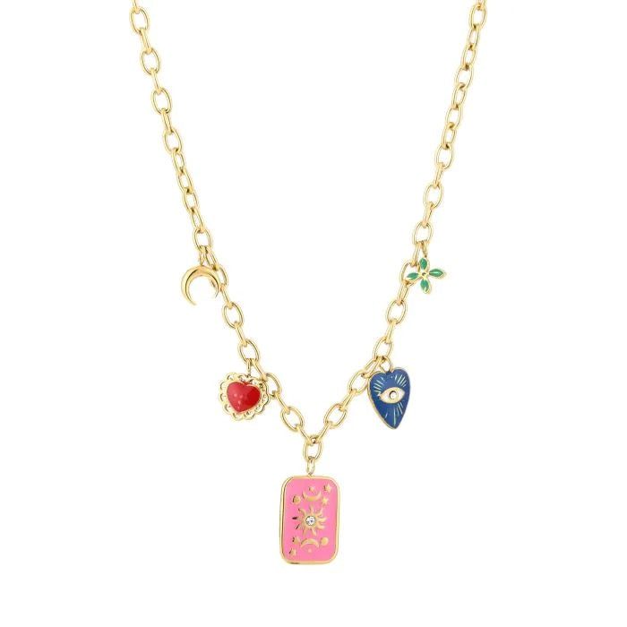 ketting- bedels gekleurd goudkleurig