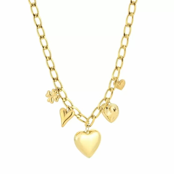 ketting- bedels harten chunky goudkleurig