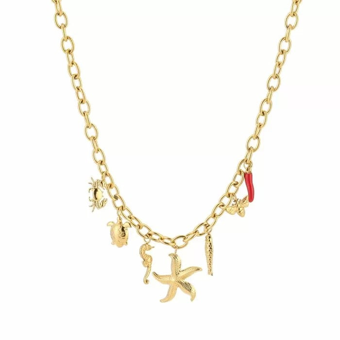ketting- bedels zee thema goudkleurig