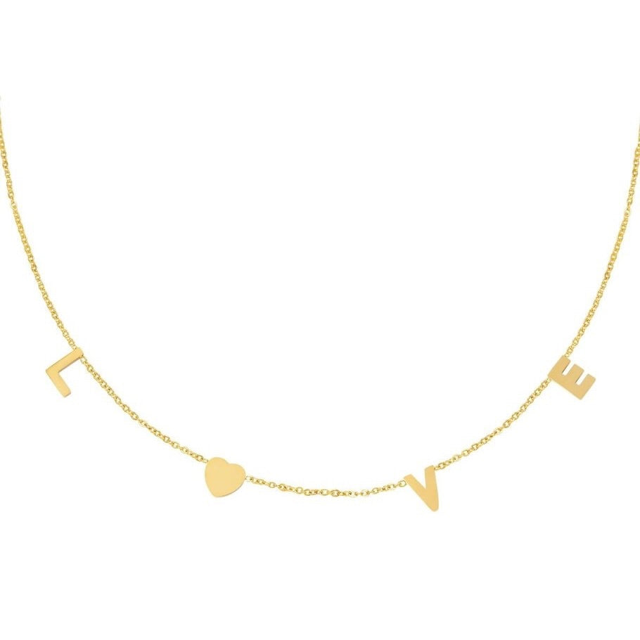 ketting- love letters goudkleurig