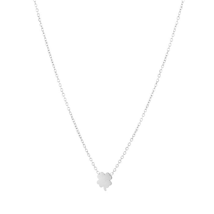 ketting- klein klavertje zilverkleurig