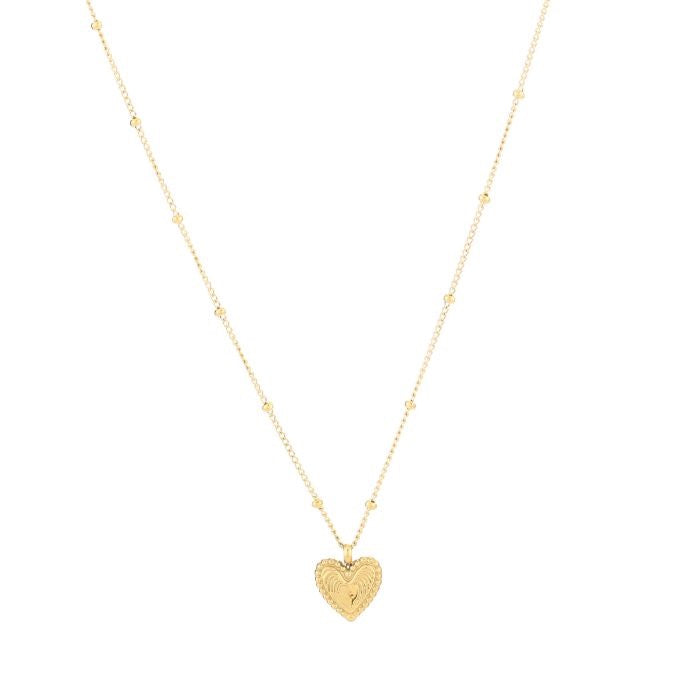ketting- klein bewerkt hartje goudkleurig