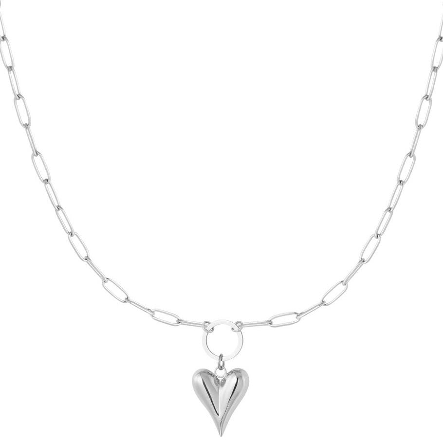 ketting- groot hart chain zilverkleurig