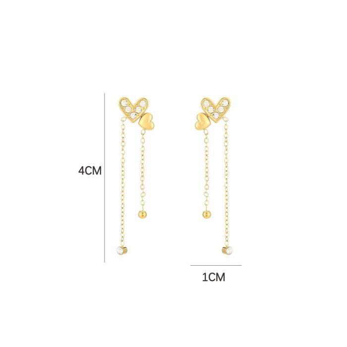 oorbellen- hartjes chain goudkleurig