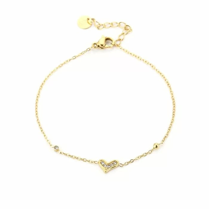 armbandje- klein hartje goudkleurig