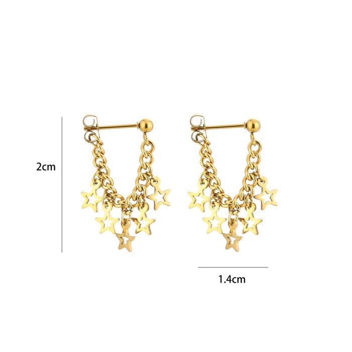 oorbellen- sterretjes chain goudkleurig