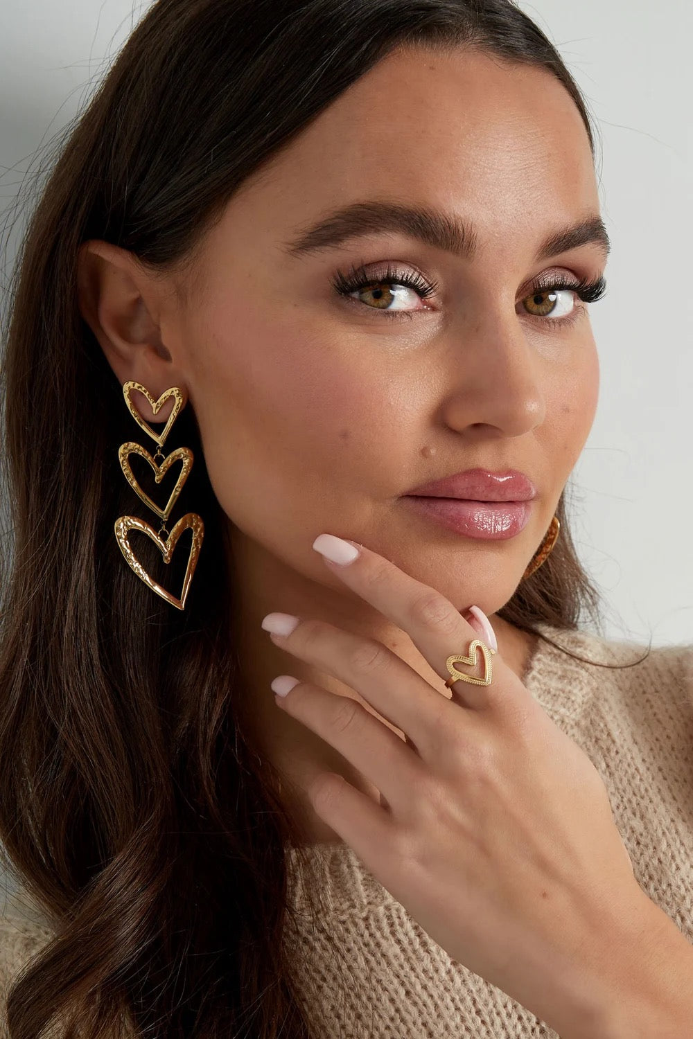 ring- open hartje zilverkleurig