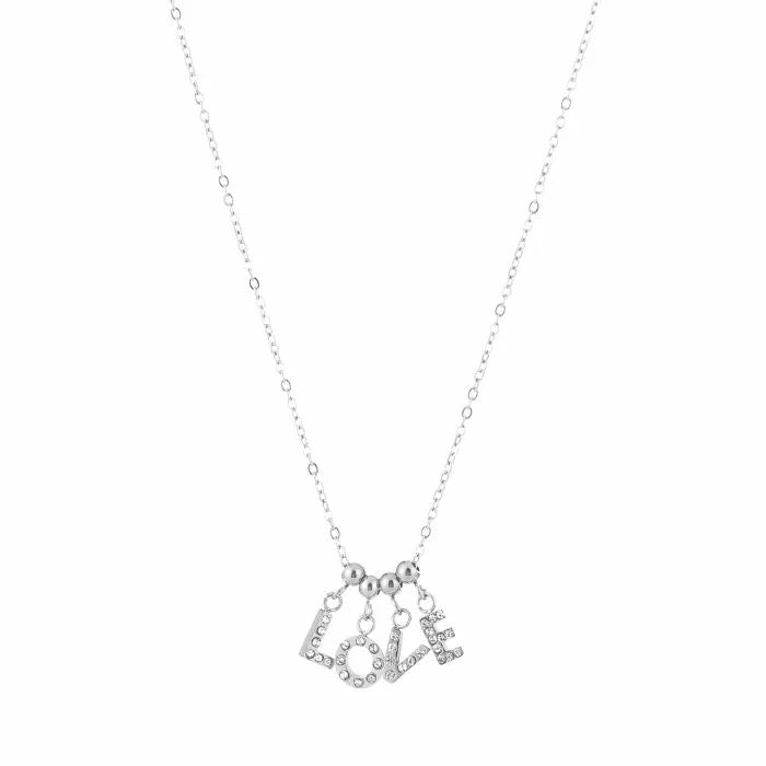 ketting- love bedeltjes zilverkleurig