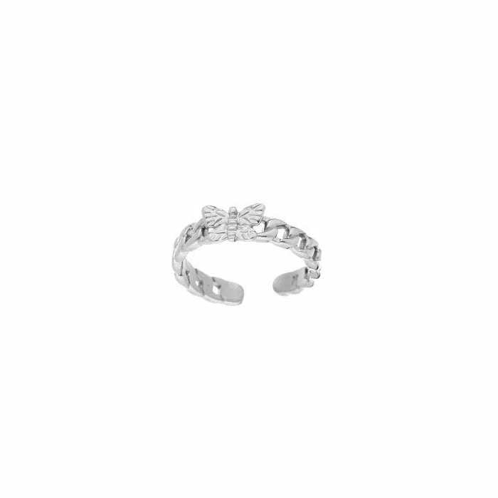 ring- vlindertje zilverkleurig