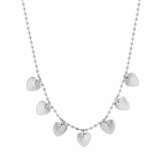 Ketting- hartjes bedeltjes zilverkleurig