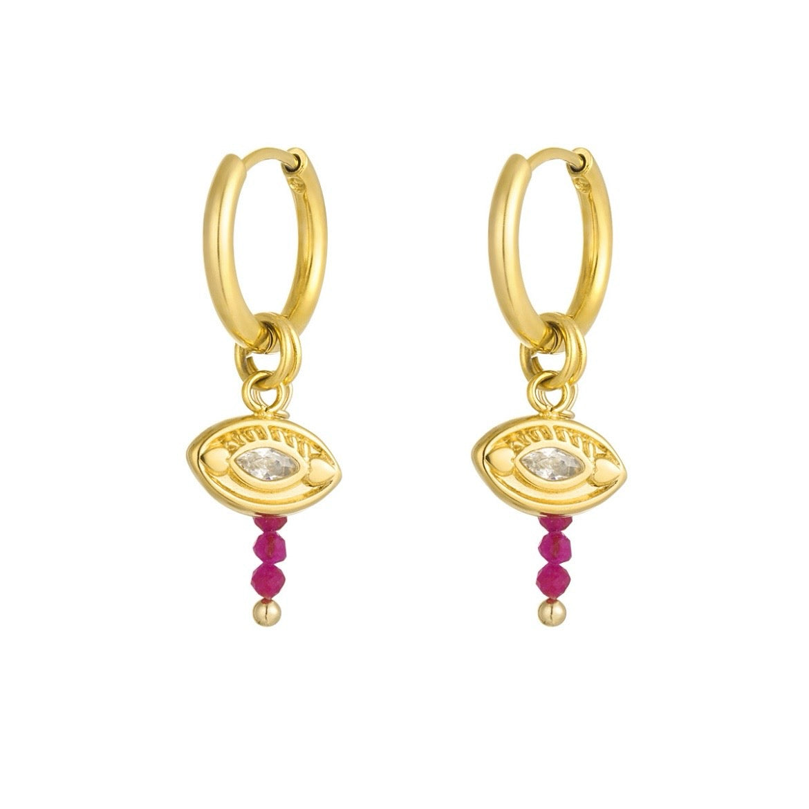 oorbellen- oogjes roze goudkleurig