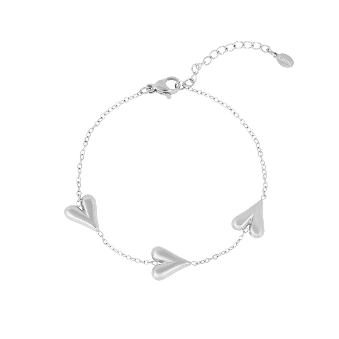 Armbandje- meerdere hartjes zilverkleurig