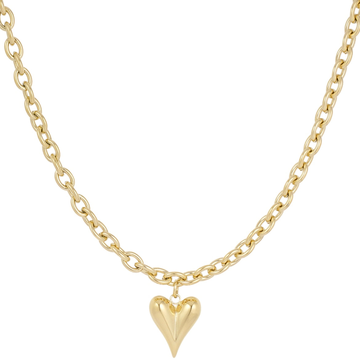 ketting- groot hart goudkleurig
