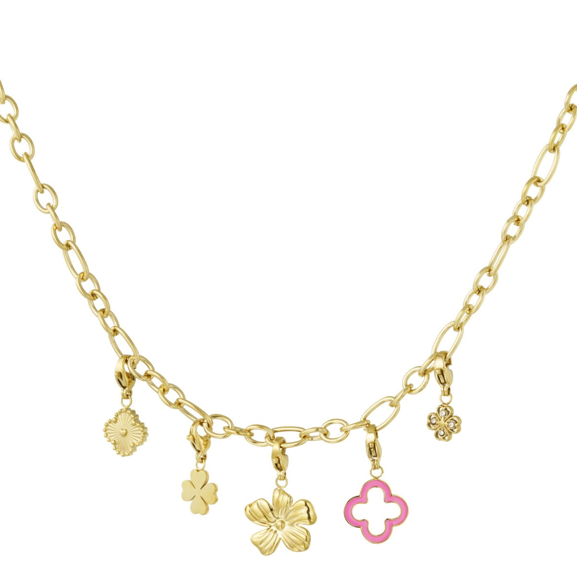 ketting- meerdere bedels goudkleurig