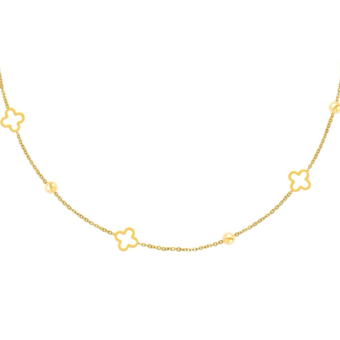 ketting- klavertjes goudkleurig