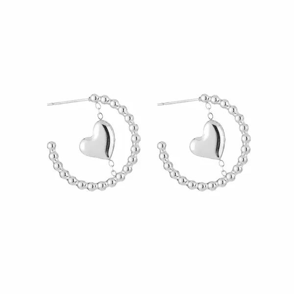 oorbellen- hart hoops zilverkleurig
