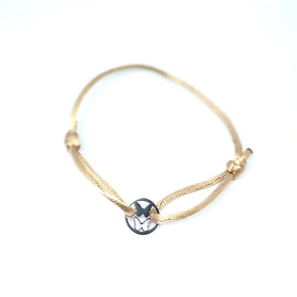 Armbandje- satijn vlindertjes zilverkleurig