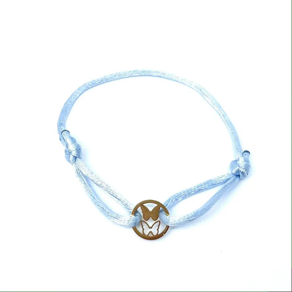 Armbandje- satijn vlindertjes goudkleurig