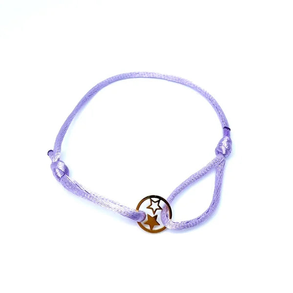 Armbandje- satijn sterretjes goudkleurig