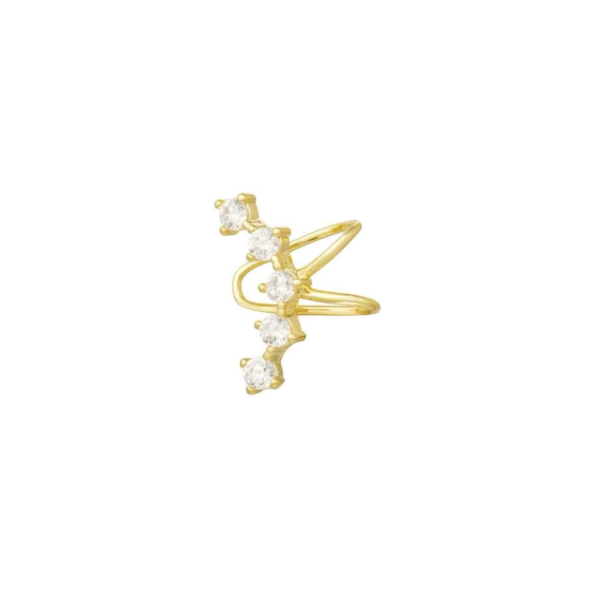 Earcuff- steentjes goudkleurig