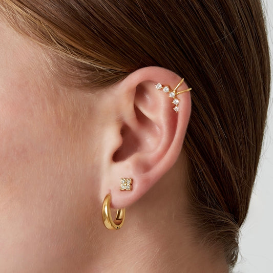 Earcuff- steentjes goudkleurig