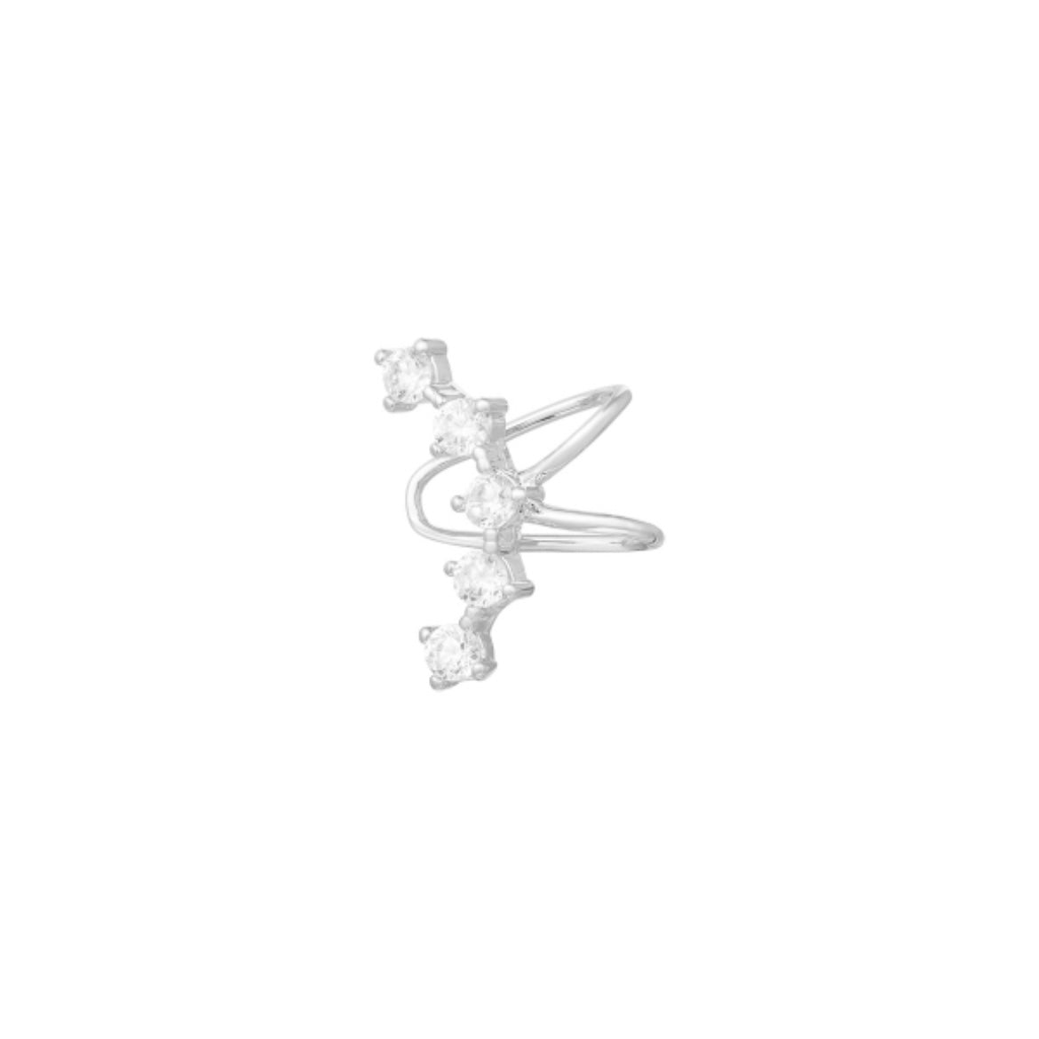 Earcuff- steentjes zilverkleurig
