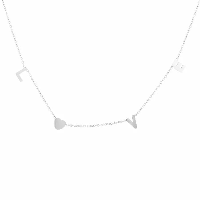 ketting- love zilverkleurig