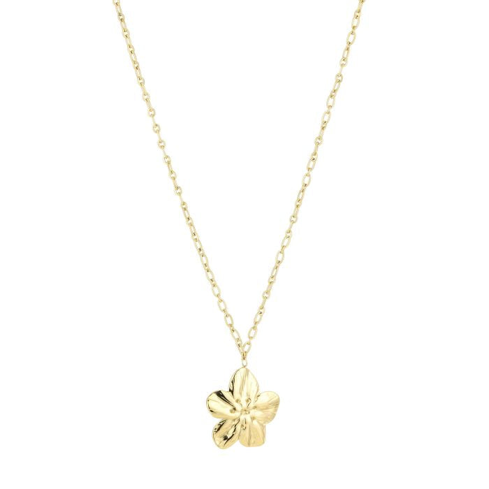 lange gouden stainless steel minimal bloem ketting dames