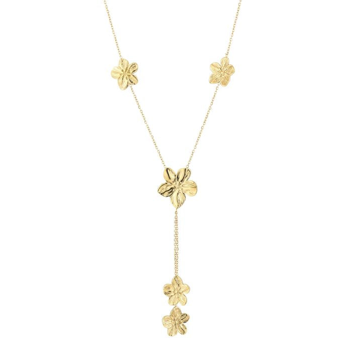 lange gouden stainless steel y ketting bloem dames