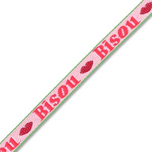 lint armbandje roze met bisou tekst erop