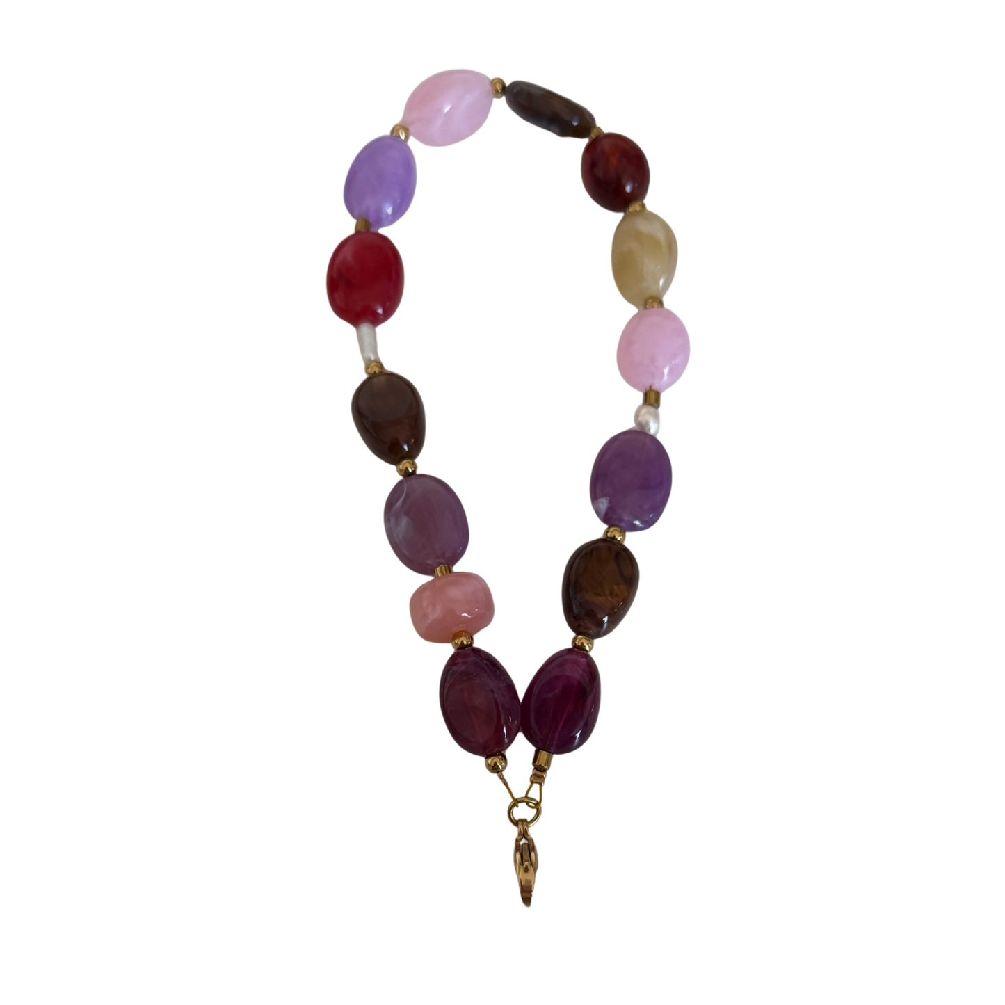 Trendy handgemaakt telefoonkoordje met kralen in verschillende kleuren inclusief inlay