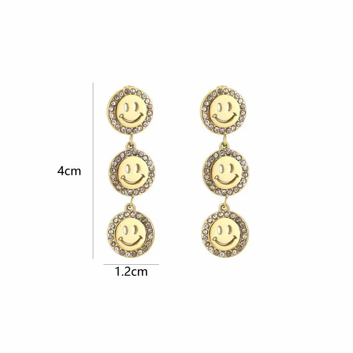 oorbellen- smileys steentjes zilverkleurig