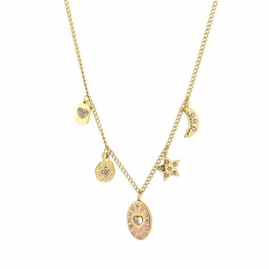 ketting- bedeltjes roze goudkleurig