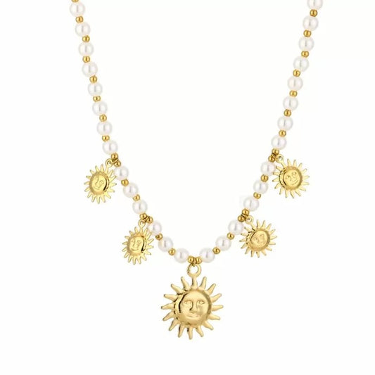ketting- pareltjes zonnetjes goudkleurig