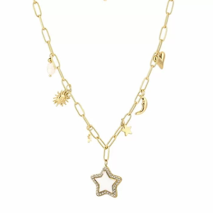 ketting- bedels sterretjes goudkleurig
