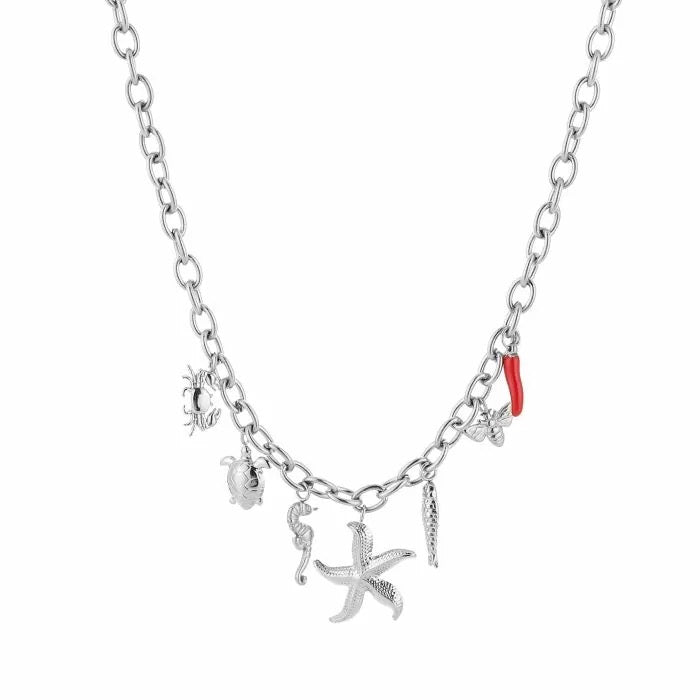 ketting- bedels zee thema zilverkleurig