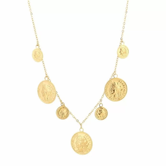 ketting- bedels muntjes goudkleurig