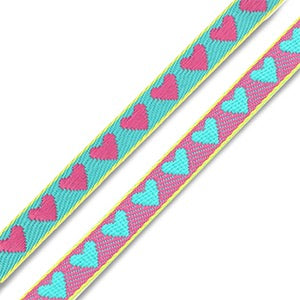 Armbandje- hartjes turkoois roze