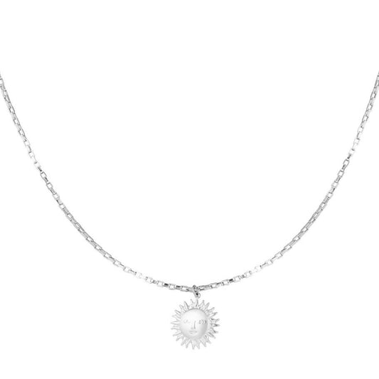 ketting- zonnetje zilverkleurig