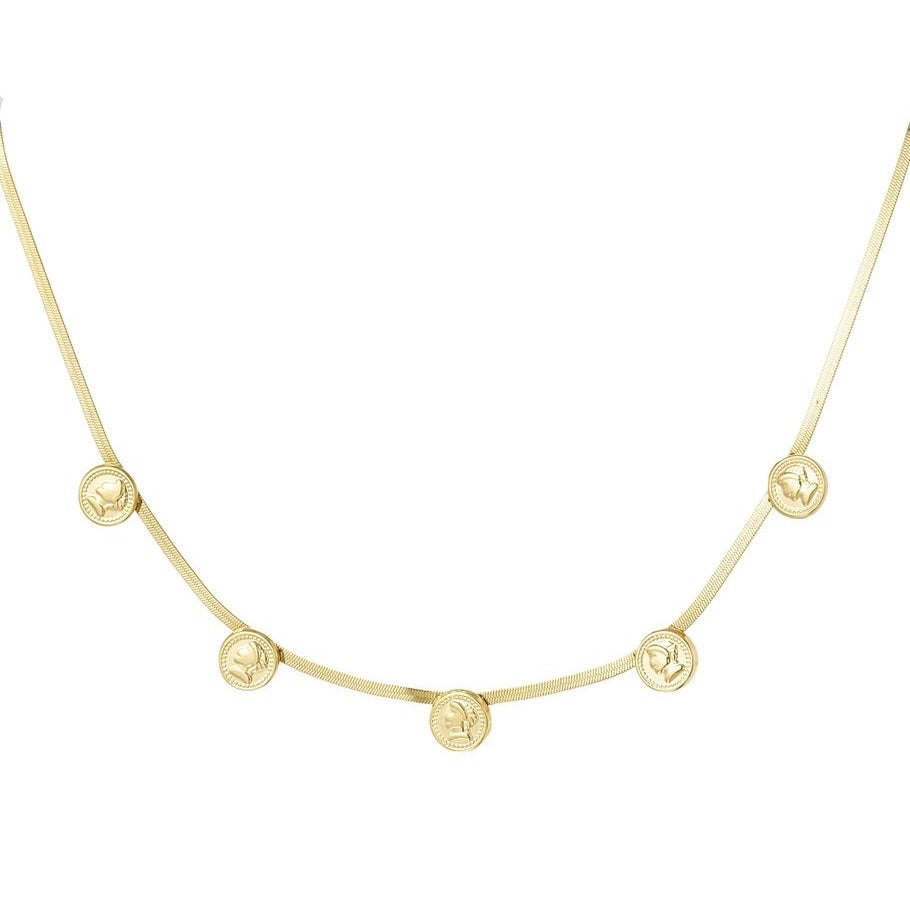 ketting- flat chain muntjes goudkleurig