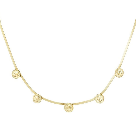 ketting- flat chain muntjes goudkleurig