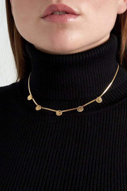 ketting- flat chain muntjes goudkleurig