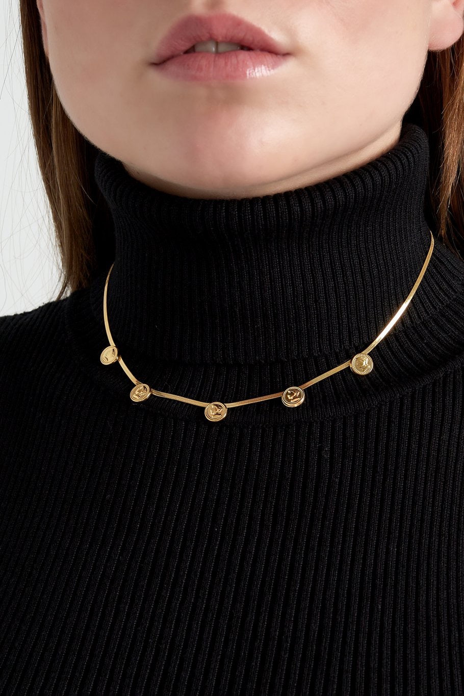 ketting- flat chain muntjes zilverkleurig