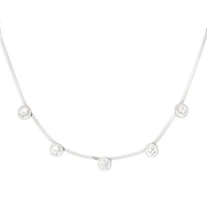 ketting- flat chain muntjes zilverkleurig