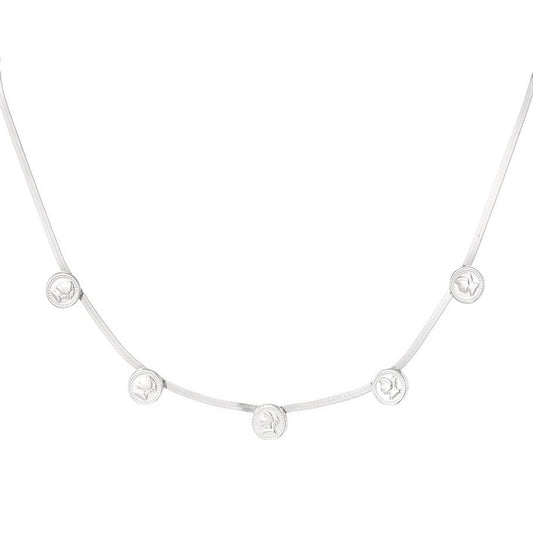 ketting- flat chain muntjes zilverkleurig