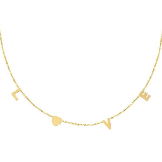 ketting- love letters goudkleurig