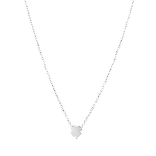 ketting- klein klavertje zilverkleurig