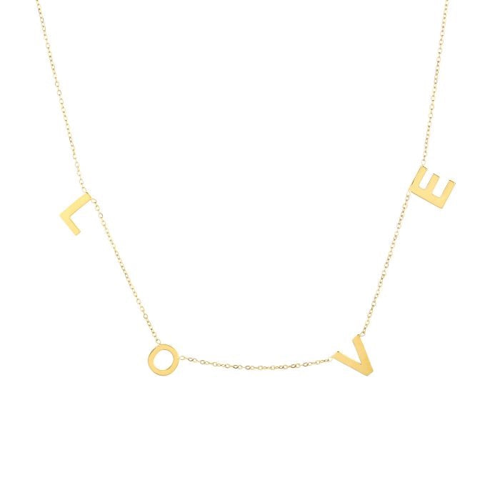 ketting- grote love letters goudkleurig
